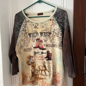 Wild West embellished Graphic Women's Top